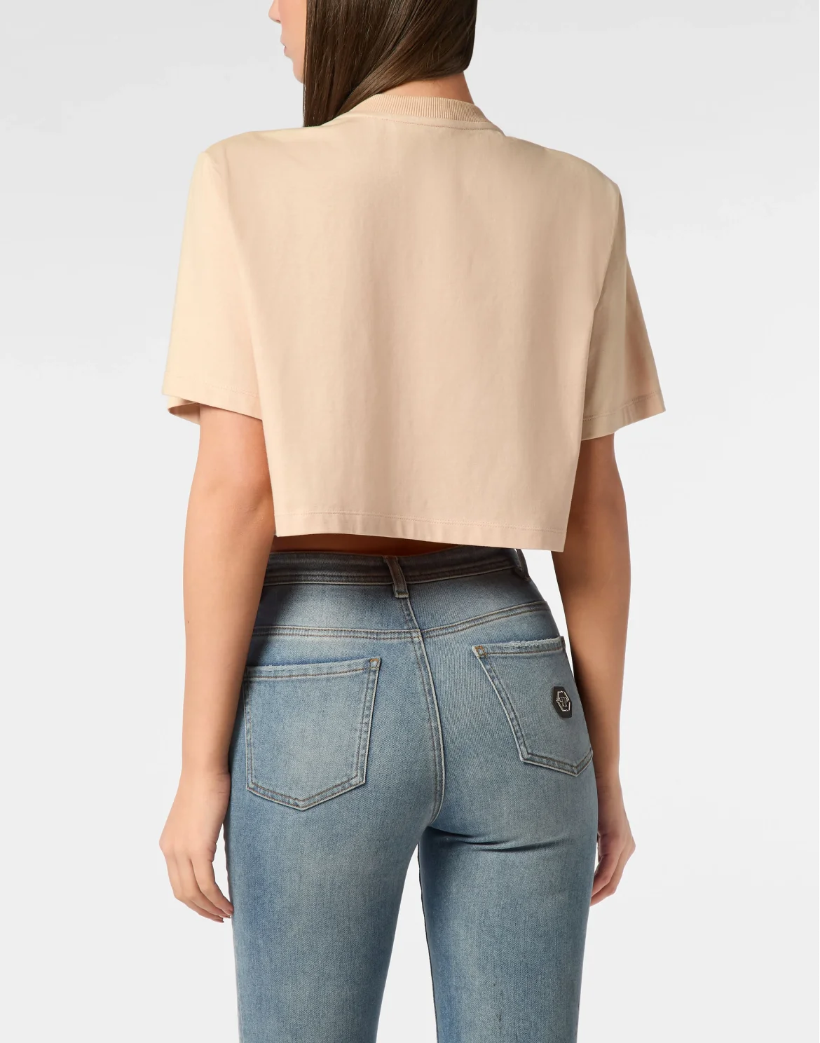 T-shirt Round Neck SS Crop Vintage Print, цвет: Розовый