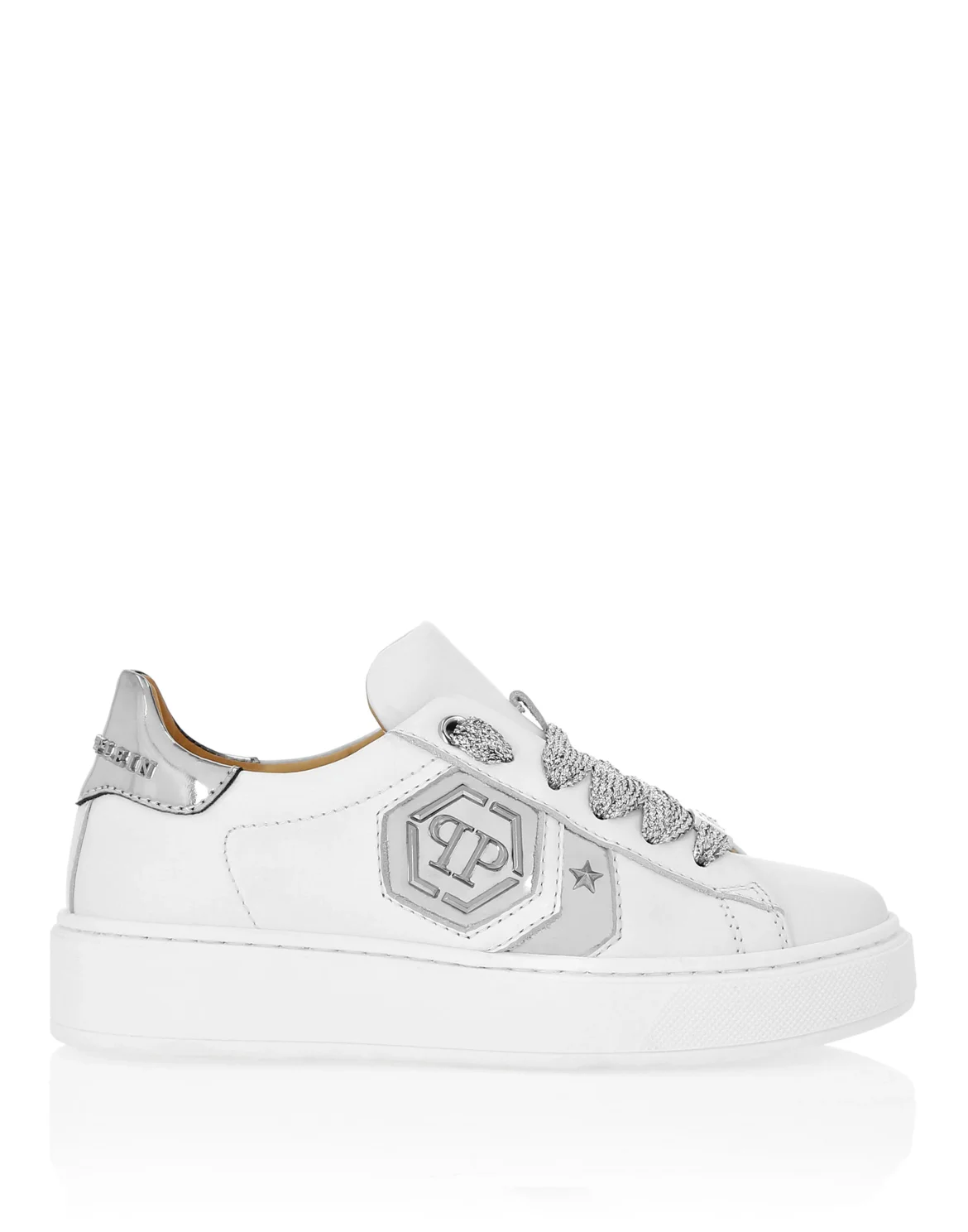 Leather Lo-Top Sneakers Hexagon, цвет: Белый