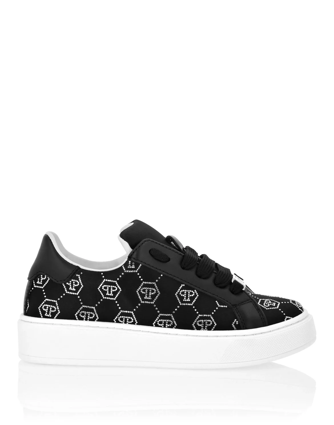 Satin Lo-Top Sneakers Monogram Strass, цвет: Черный