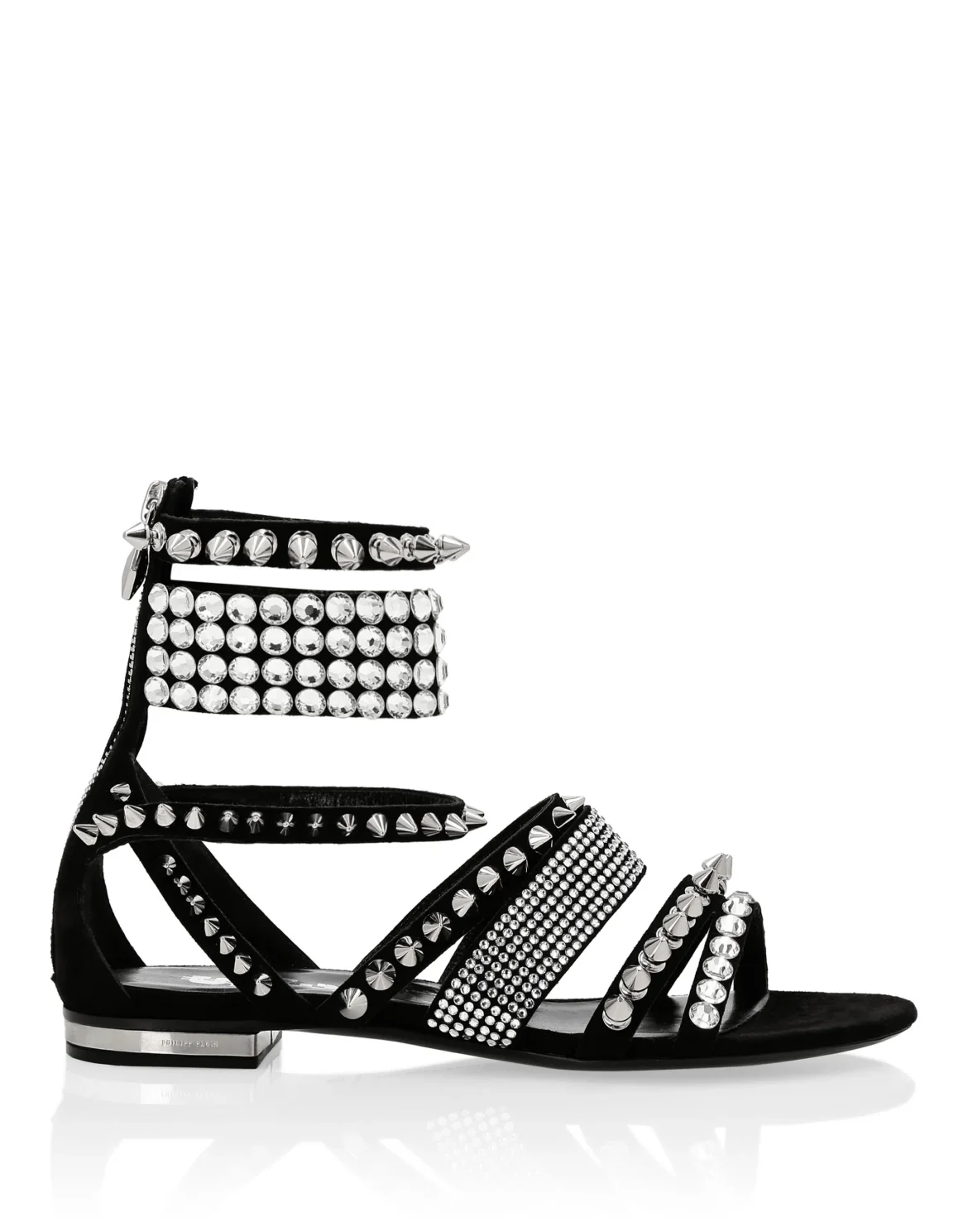 Suede Sandals Flat Studs, цвет: Черный