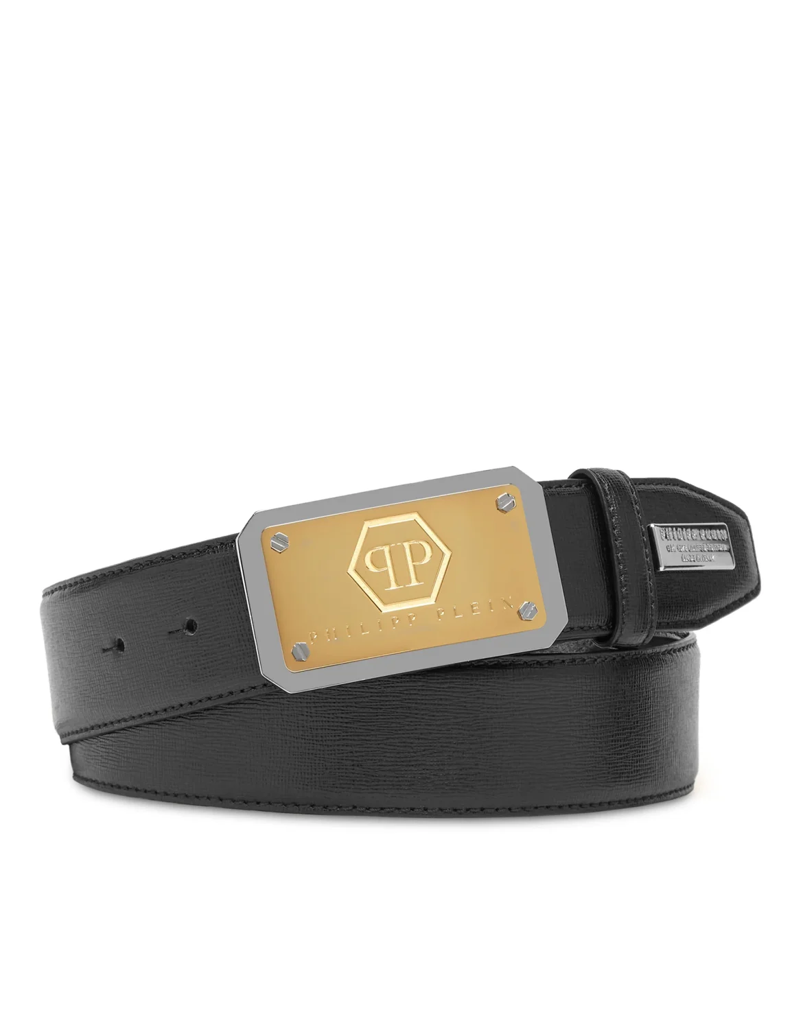 Leather Belt Hexagon, цвет: Черный