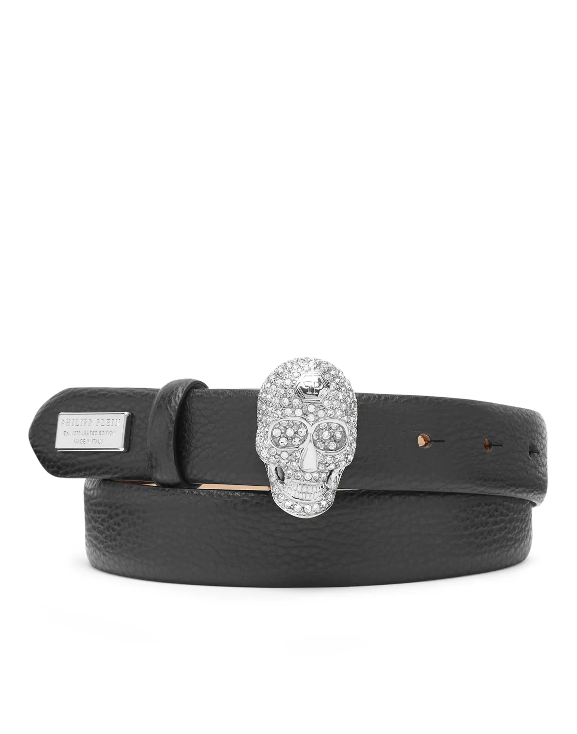 Leather Belt Skull with with Crystals, цвет: Черный