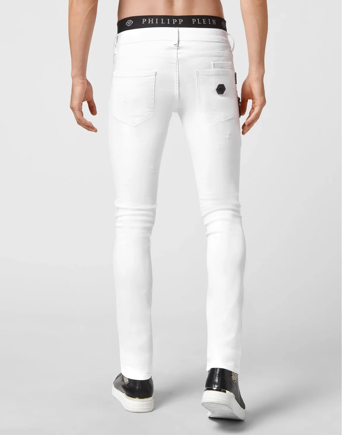 Denim Trousers Biker Destroyed, цвет: Белый