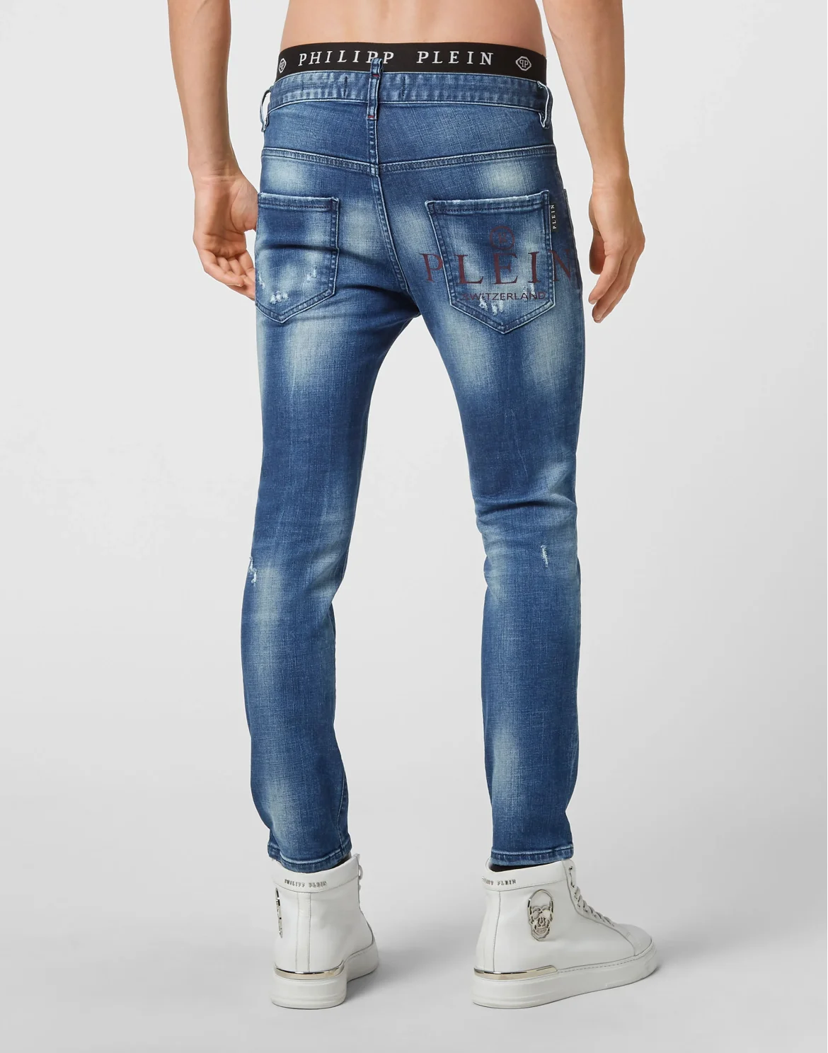 Denim Trousers Skinny Destroyed Iconic Plein, цвет: Синий