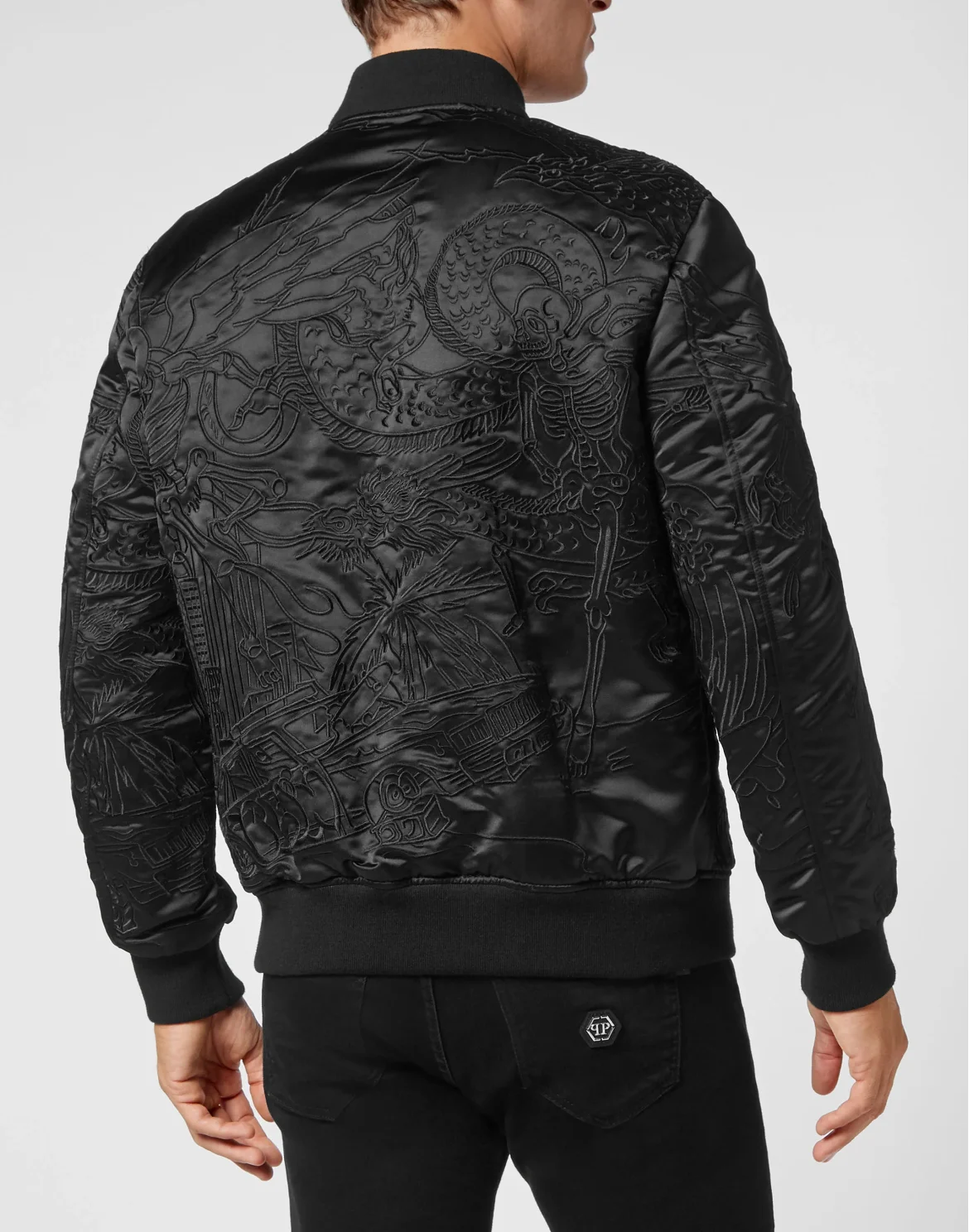 Satin Bomber Skeleton tattoo, цвет: Черный