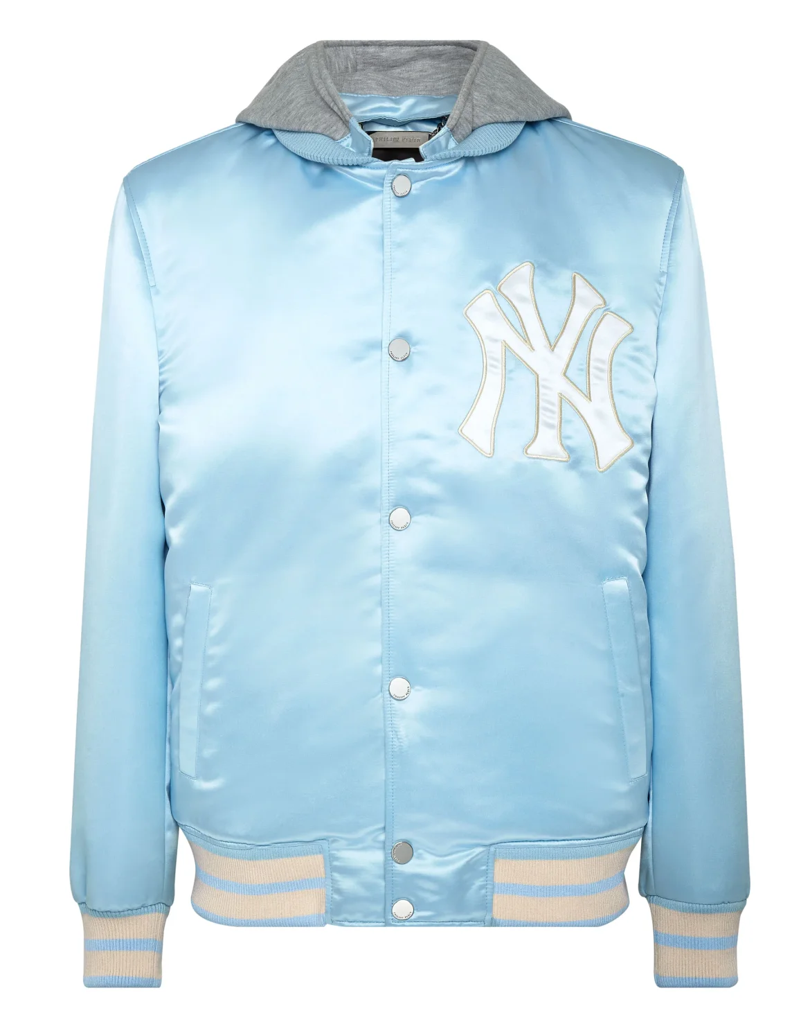 Satin Hoodie College Bomber Iconic Plein, цвет: Голубой