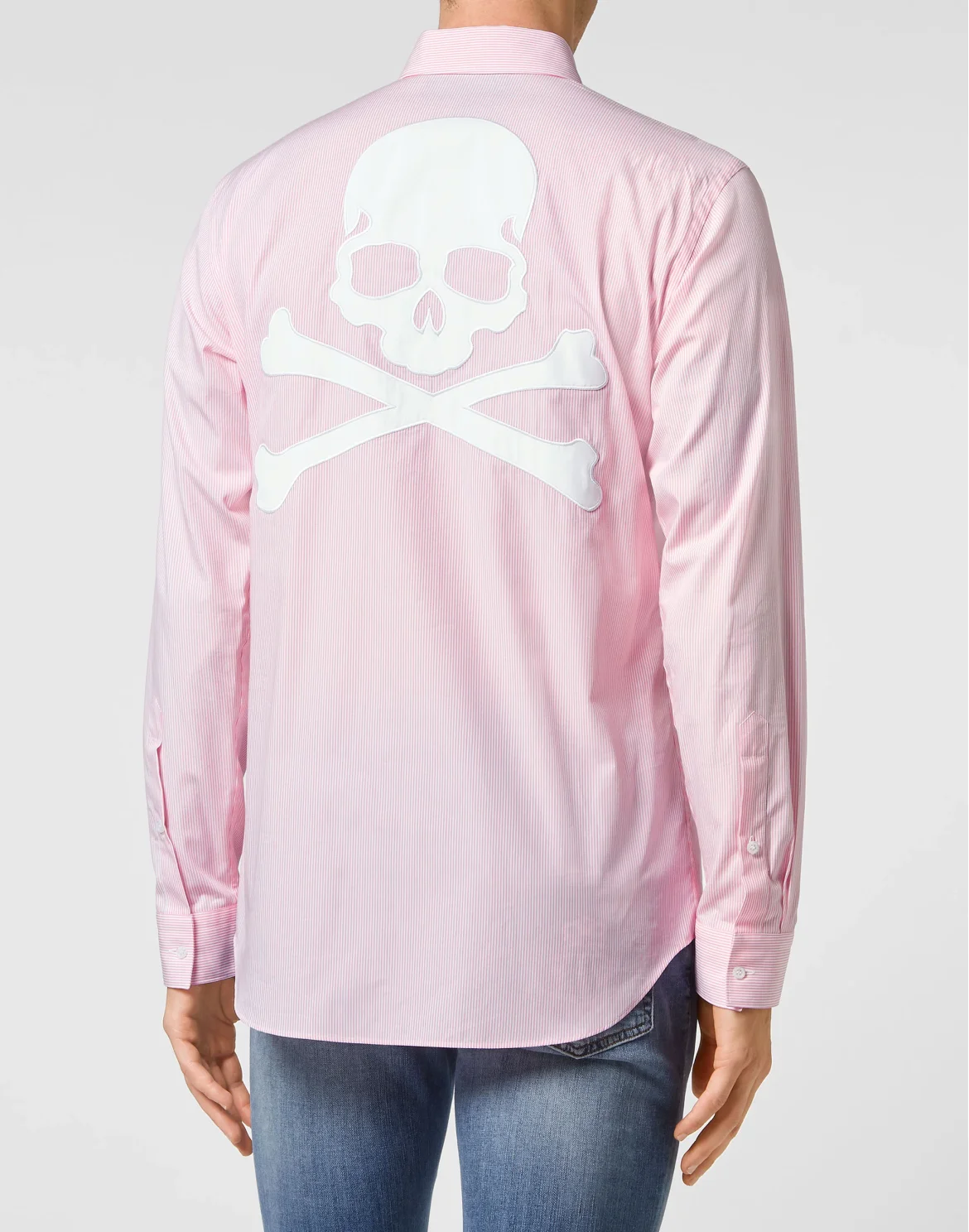 Cotton pinstripes Shirt Playboy Cut LS Skull, цвет: Розовый