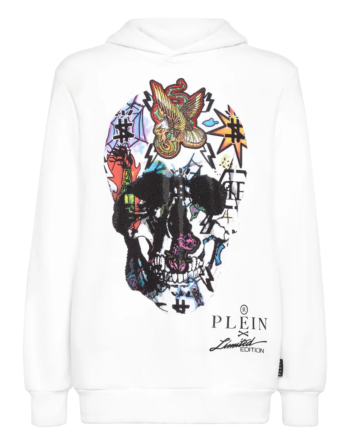 Hoodie sweatshirt Tattoo Skull strass, цвет: Белый