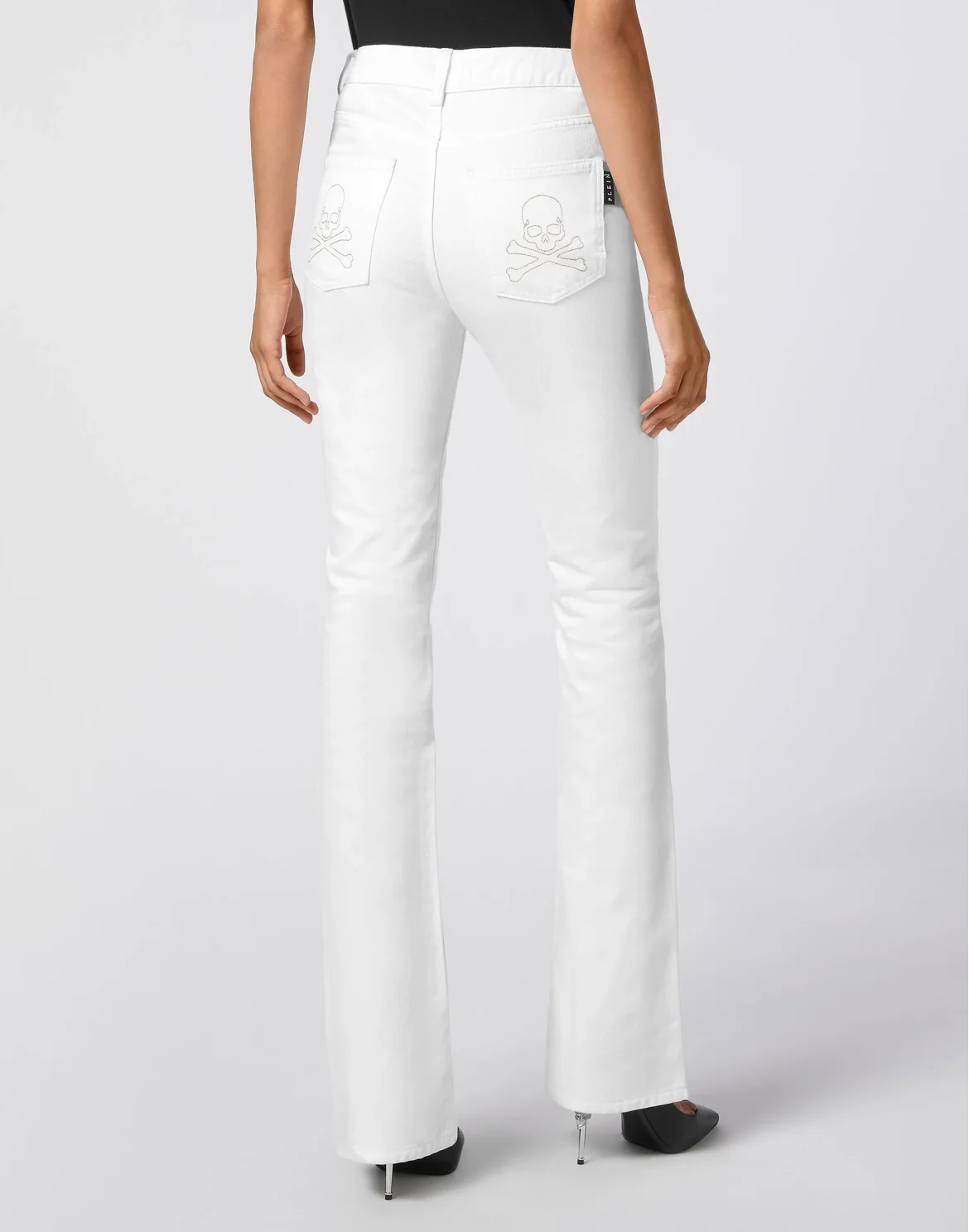 Denim High wasted flare Skull, цвет: Белый