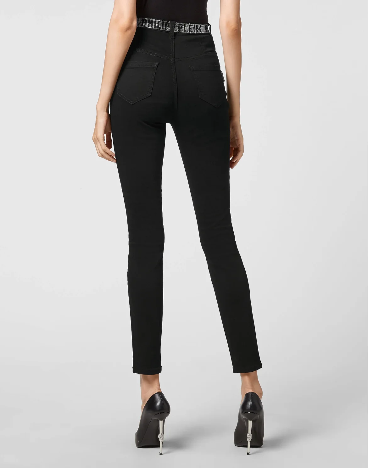 Super High Waist Jegging Stones  Philipp Plein TM with Crystals, цвет: Черный