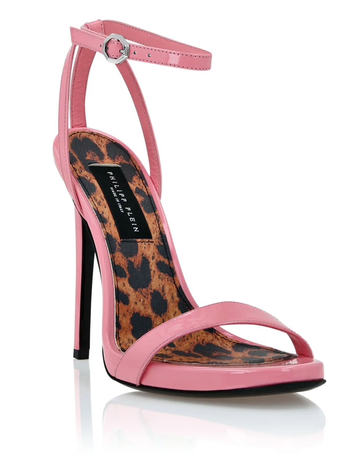 Patent Leather Sandals High Heels Leopard, цвет: Розовый