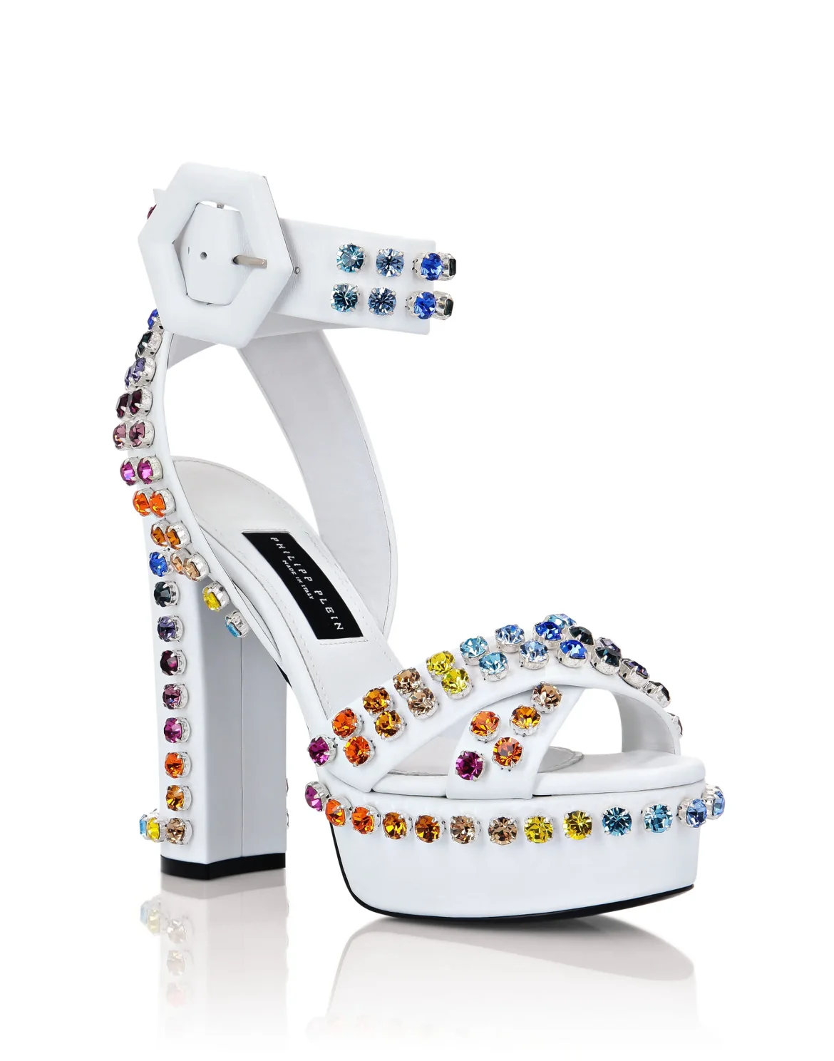 Sandals High Heels Multicolor with Crystals, цвет: Белый