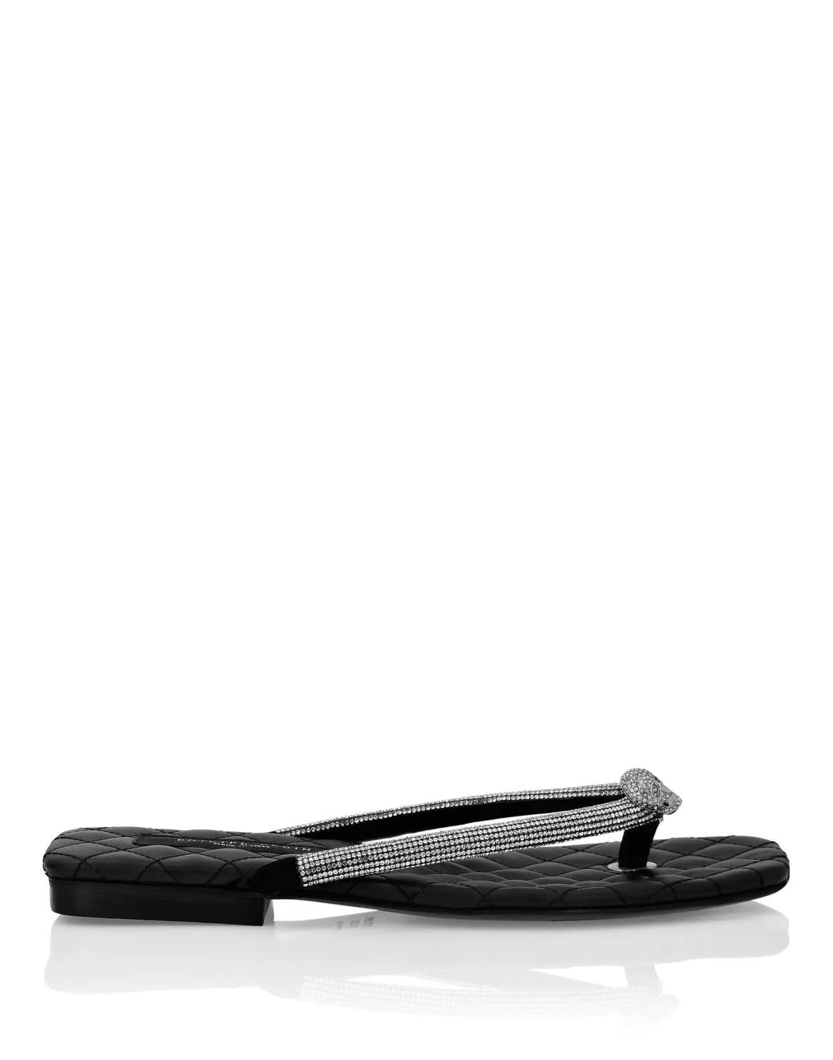Leather Flip Flop Crystal Skull, цвет: Черный