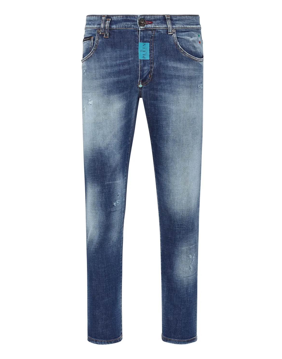 Denim Trousers Skinny Fit Hexagon, цвет: Синий