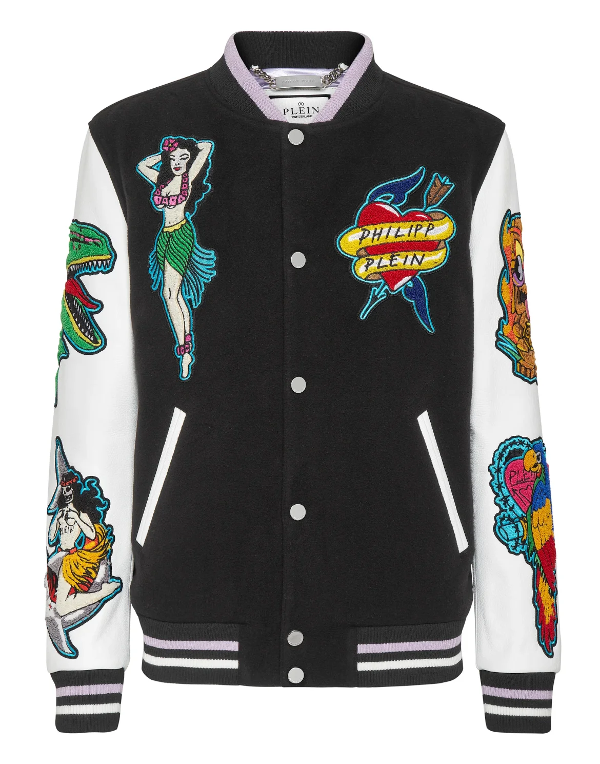 Leather College Bomber Hawaii, цвет: Черный