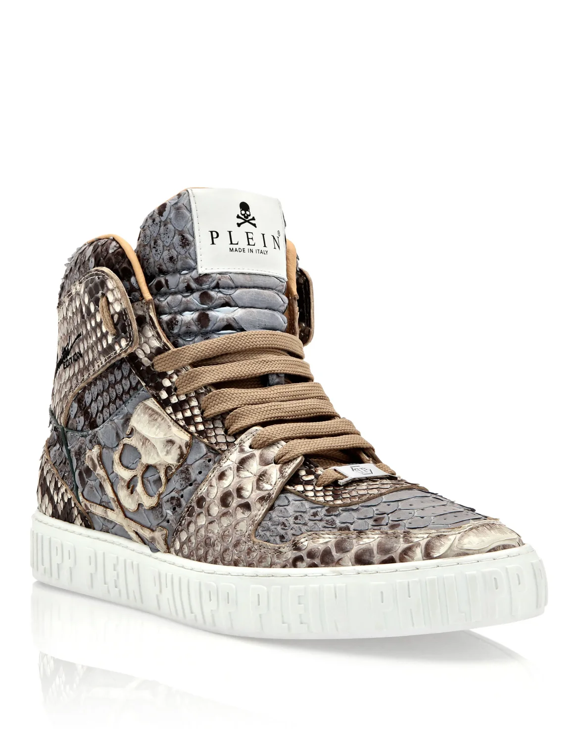 Python Hi-Top Sneakers Skull and Plein, цвет: Голубой