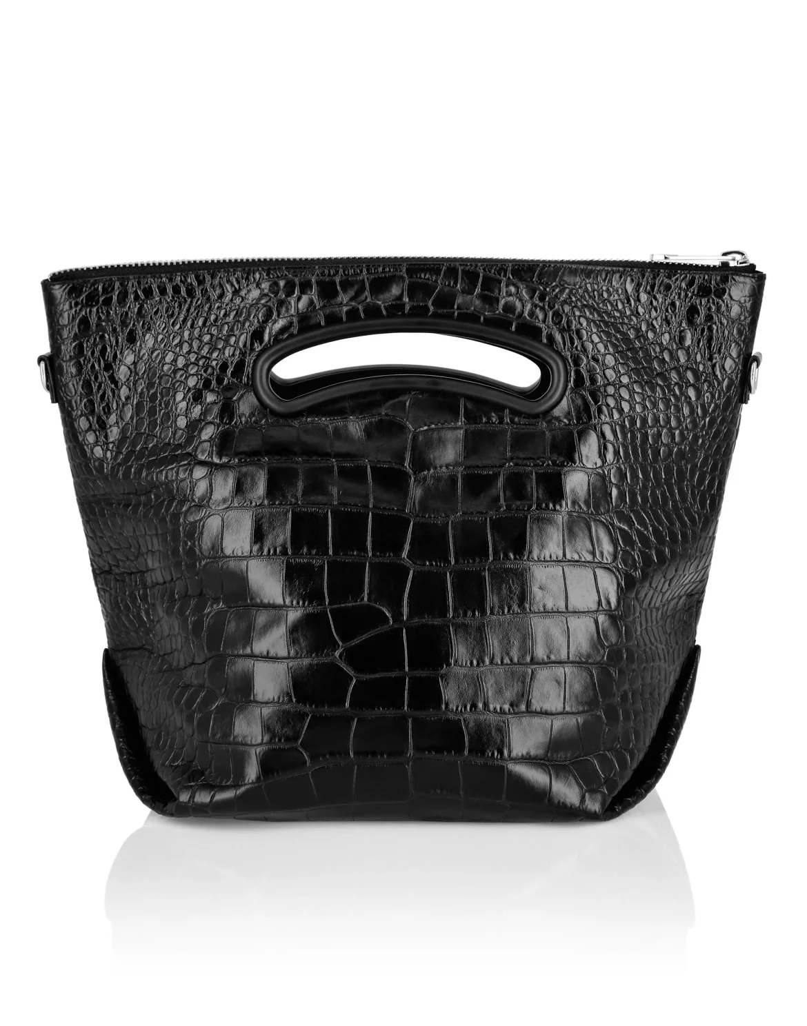 Medium Leather Shoulder Bag, цвет: Черный
