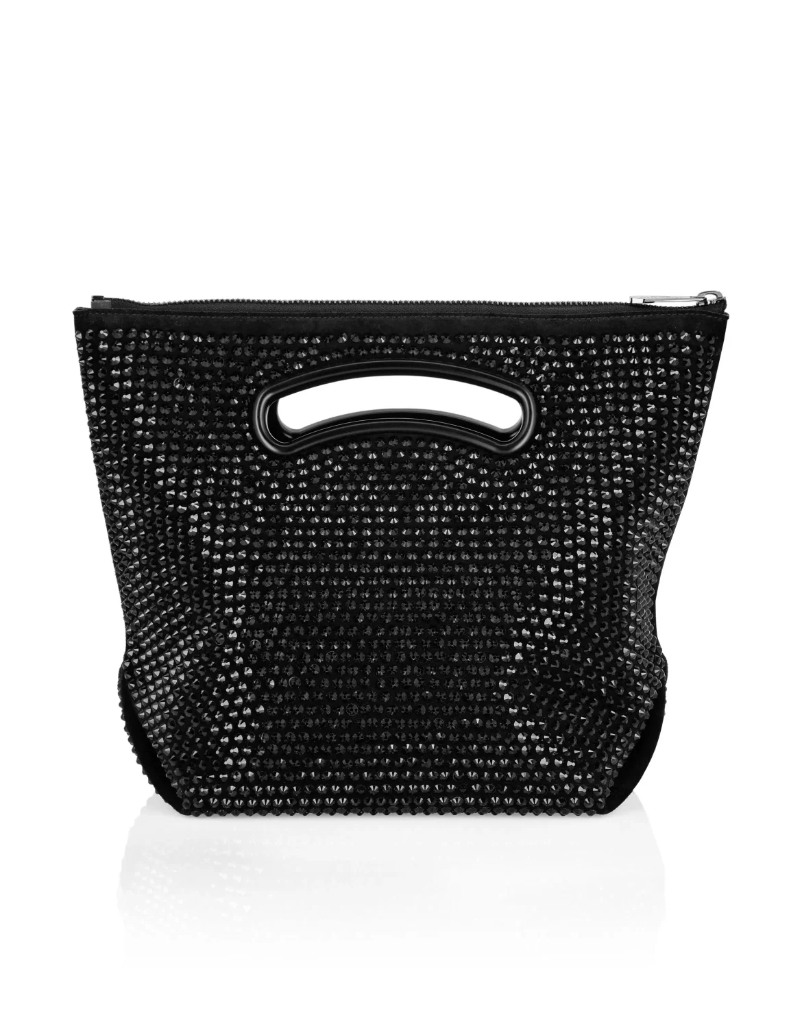 Medium Suede Shoulder Bag Crystal, цвет: Черный