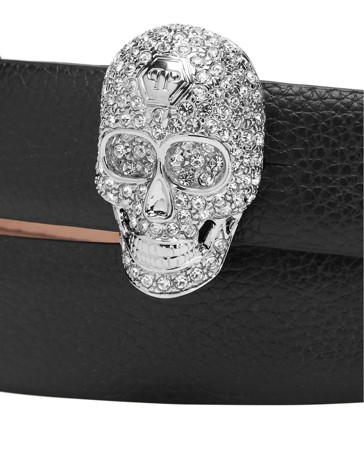 Leather Glitter Belt Skull, цвет: Черный
