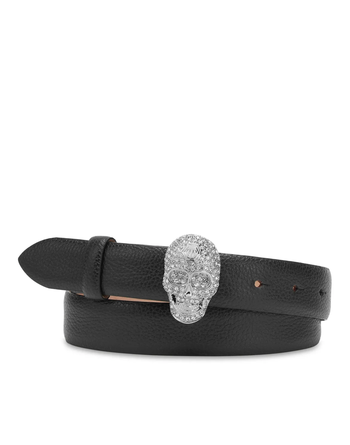 Leather Glitter Belt Skull, цвет: Черный