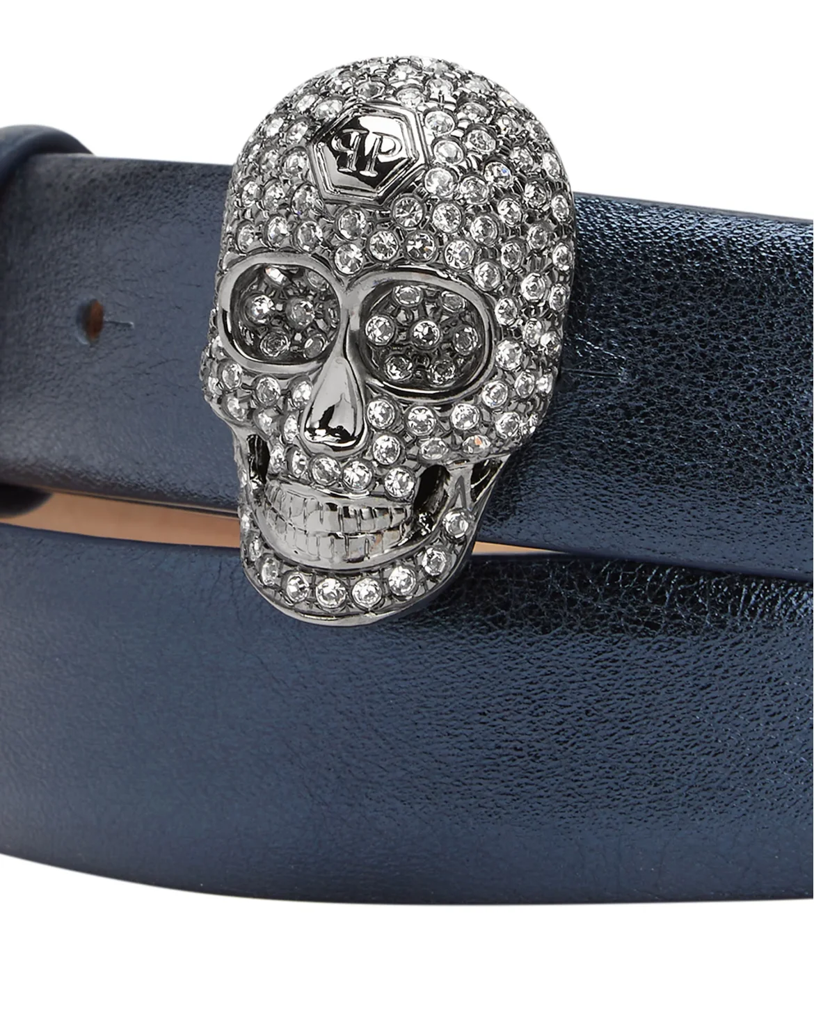 Leather Glitter Belt Skull, цвет: Синий