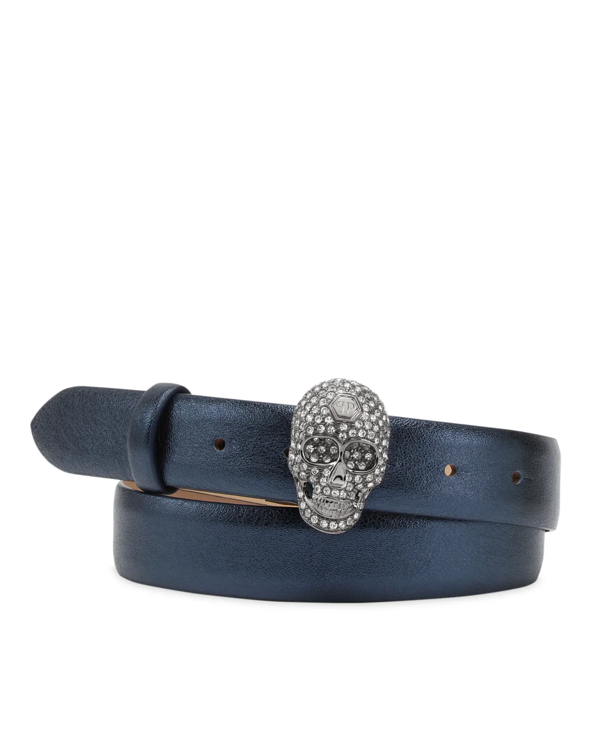 Leather Glitter Belt Skull, цвет: Синий