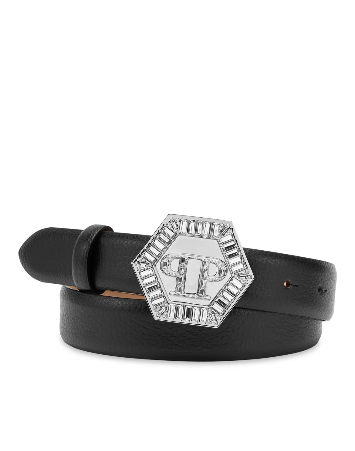 Leather Glitter Belt Hexagon, цвет: Черный