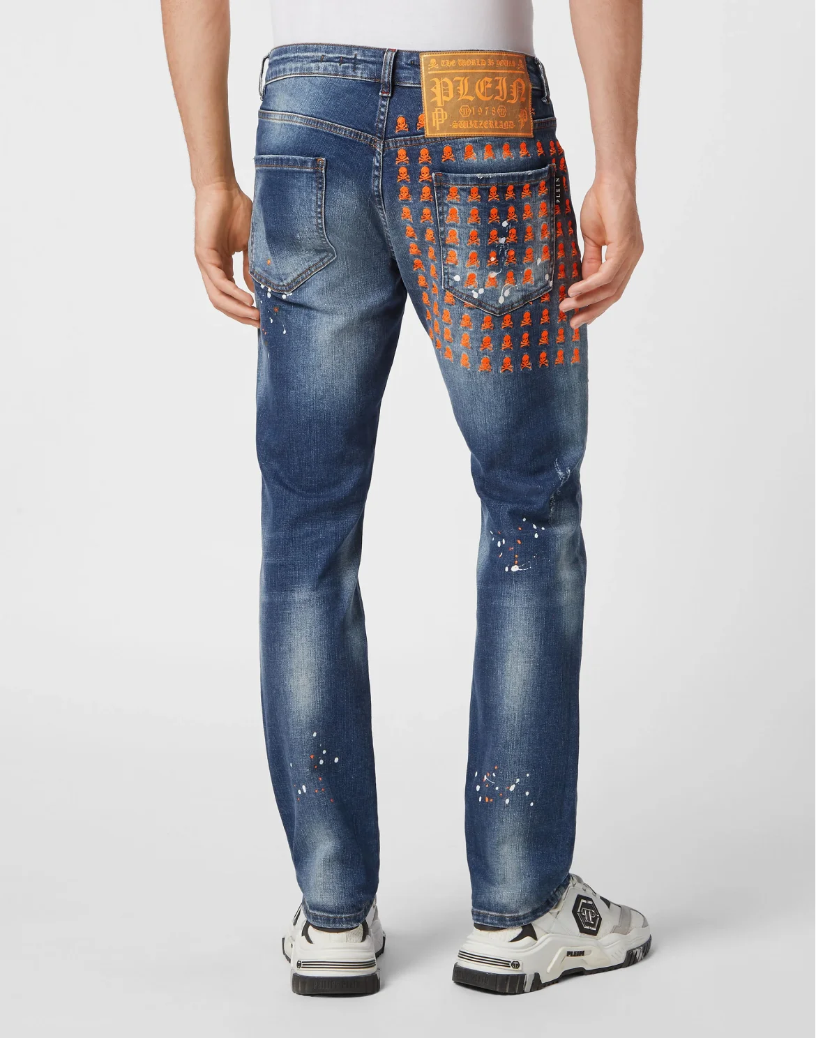 Denim Trousers Super Straight Cut Skull&Bones, цвет: Оранжевый