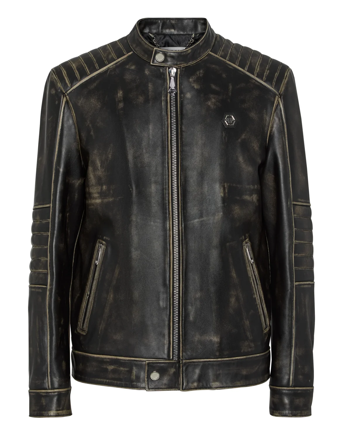 Leather Motor Jacket, цвет: Черный