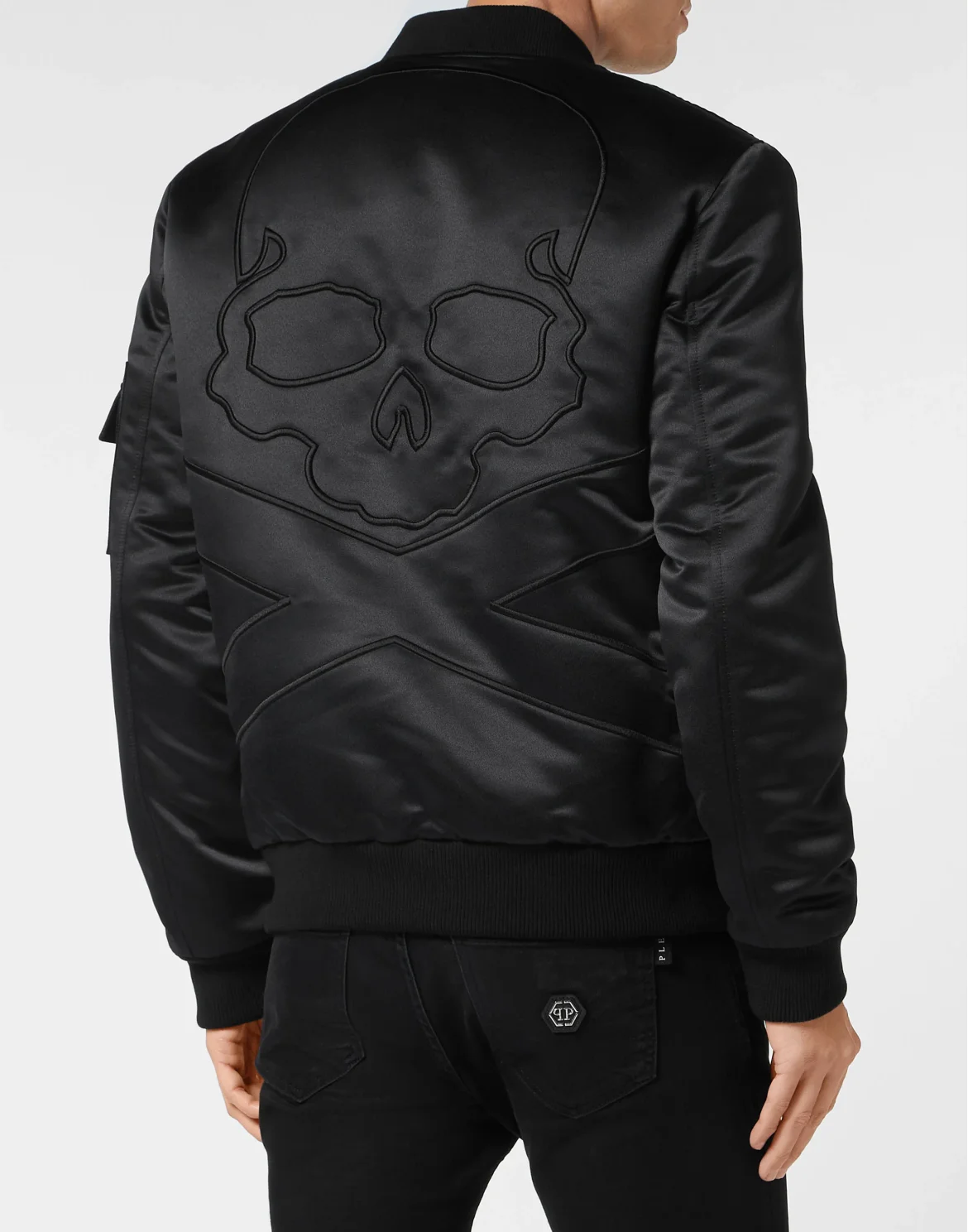 Satin Top Gun Bomber Skull&Bones, цвет: Черный