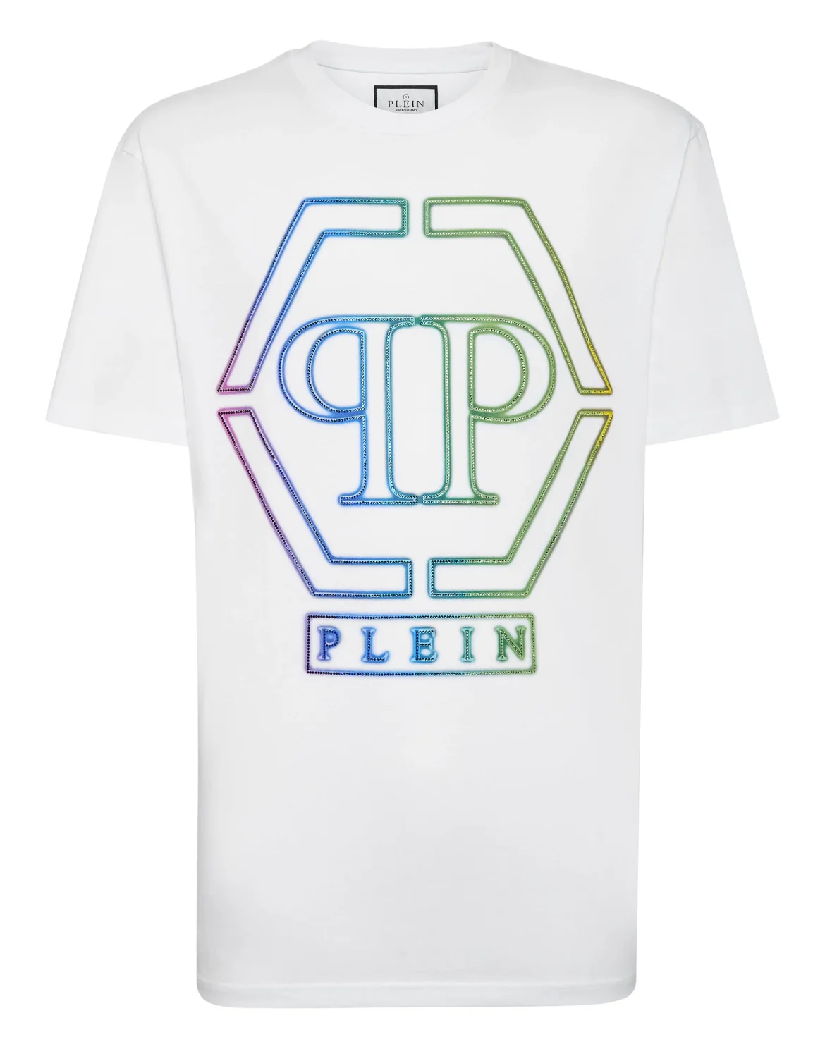 Embroidered T-shirt Round Neck SS Hexagon, цвет: Белый