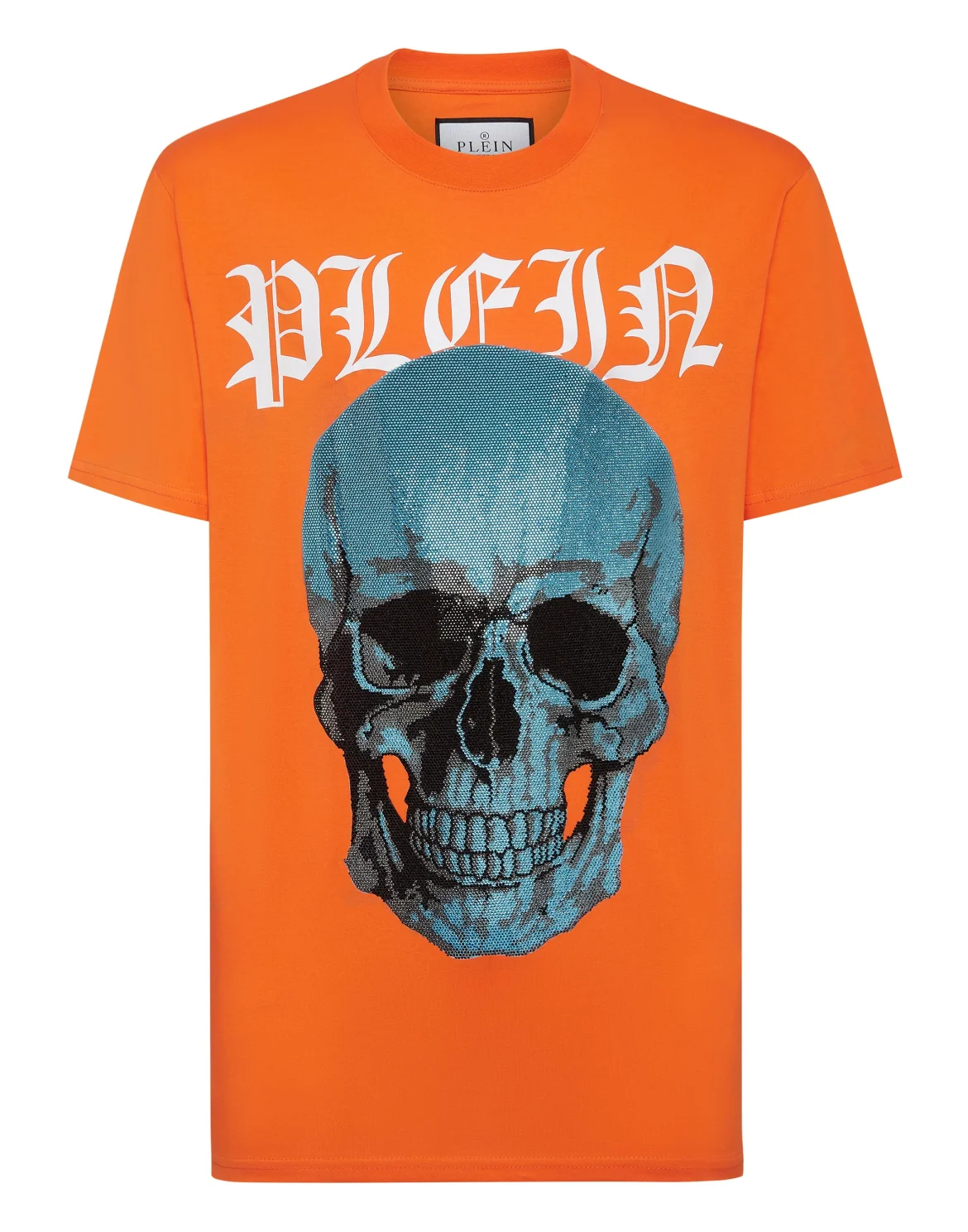 T-shirt Round Neck SS with Crystals Skull, цвет: Оранжевый