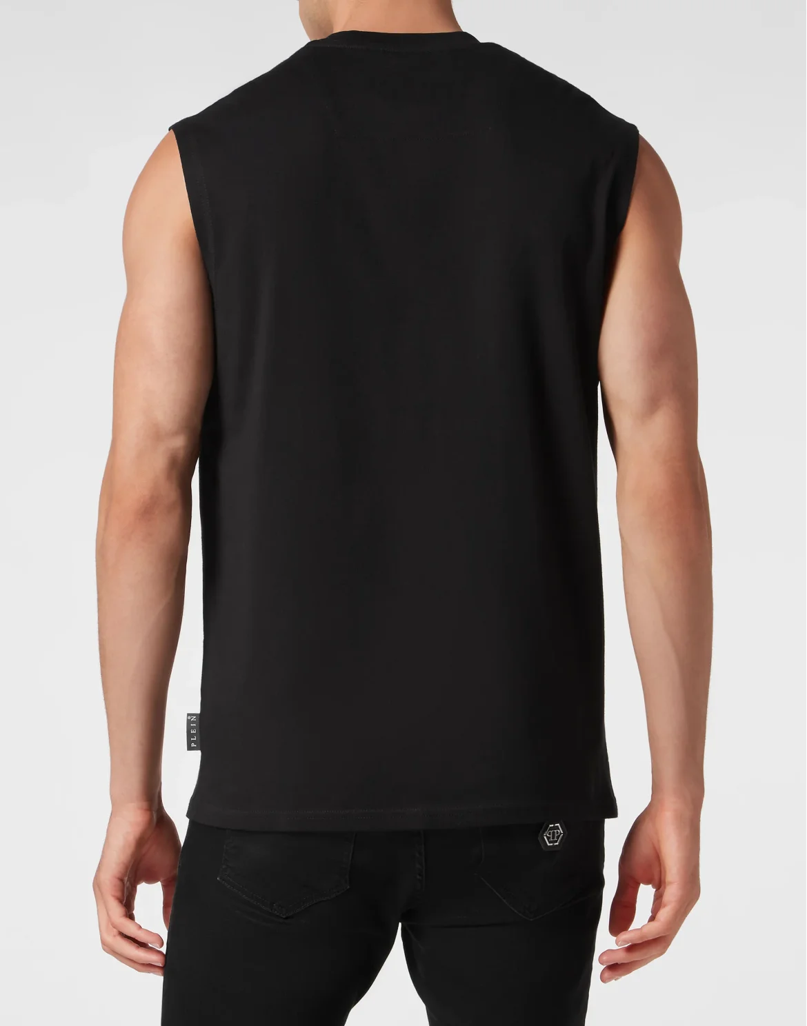 Sleeveless T-shirt Round Neck, цвет: Черный