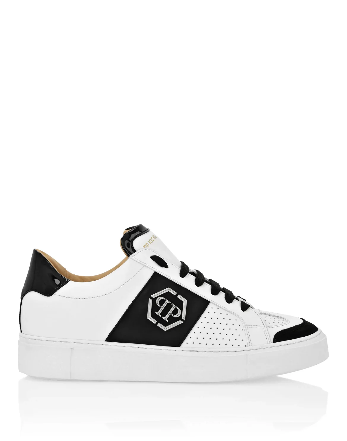 Mix Leather Lo-Top Sneakers, цвет: Белый