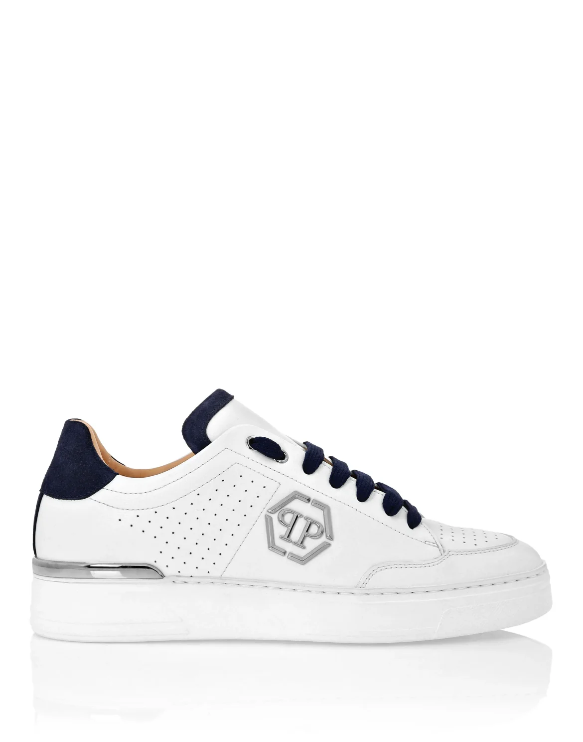 Mix Leather Lo-Top Sneakers, цвет: Белый