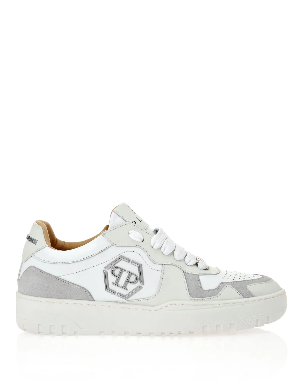 Mix Leather Lo-Top Sneakers, цвет: Белый