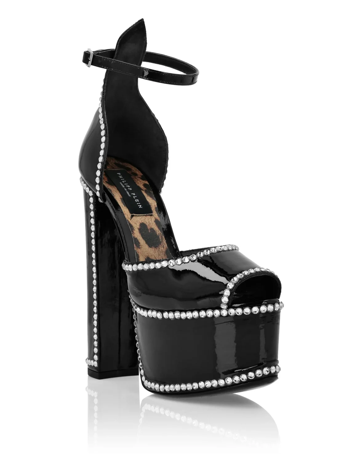 Patent Leather Platform Sandals Hi-Heels, цвет: Черный
