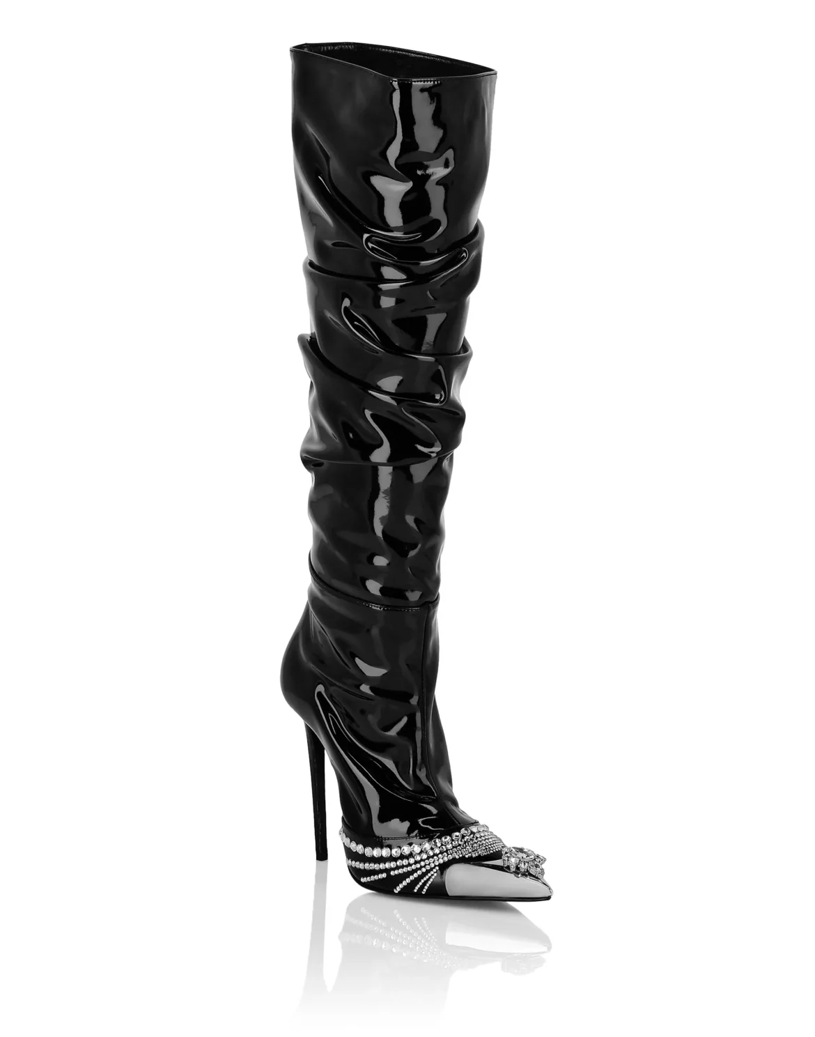 Patent Leather Boots Hi-Heels, цвет: Черный
