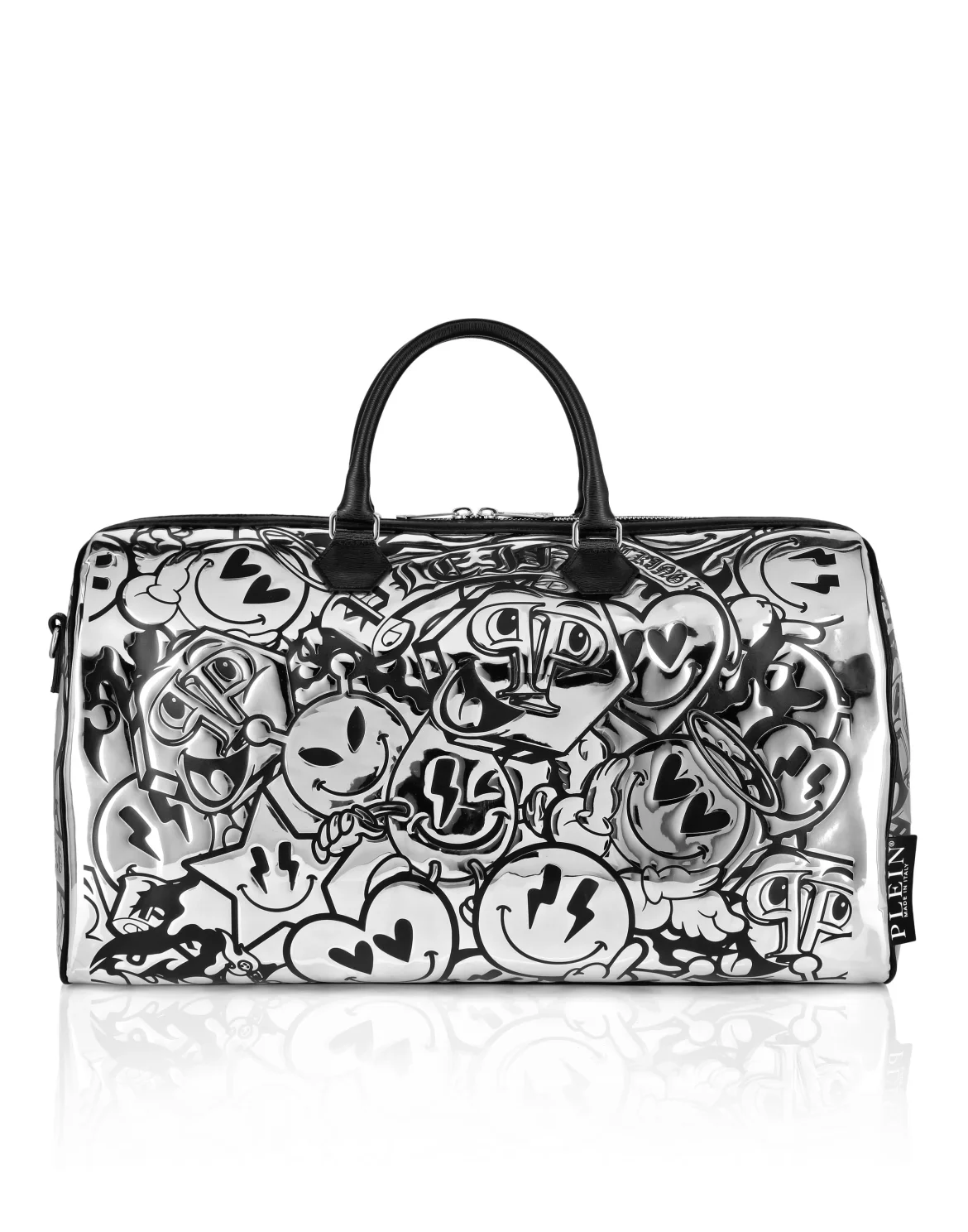 Mirror Leather Large Handle Bag Smile, цвет: Серебристый