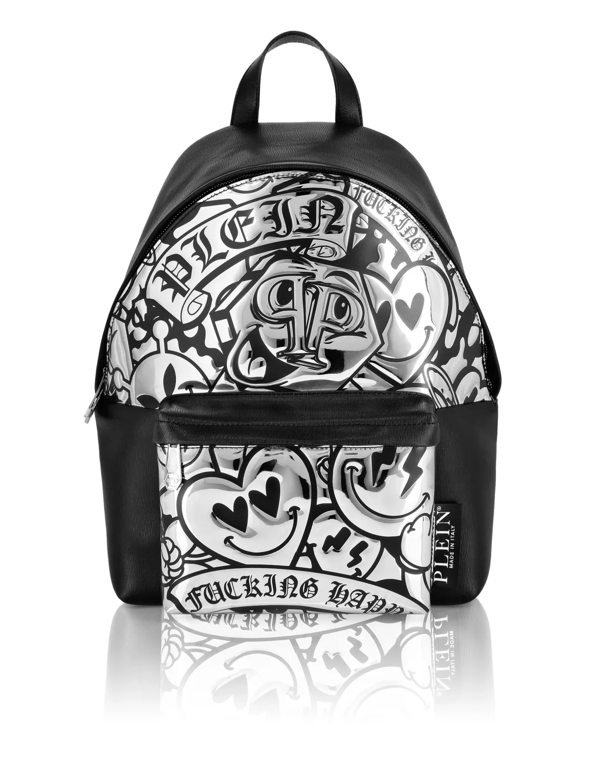 Mirror Leather Backpack Smile, цвет: Серебристый