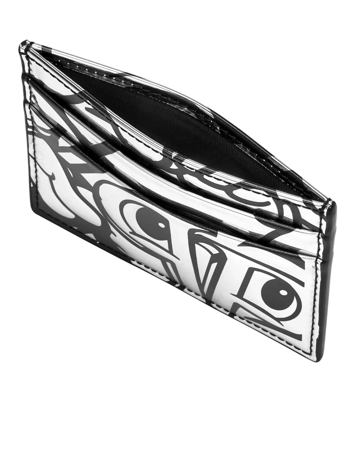 Mirror Leather Credit Cards Holder Smile, цвет: Серебристый