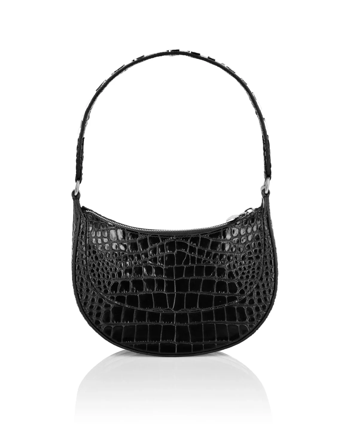 Croco Embossed Handle Bag GALAXY, цвет: Черный
