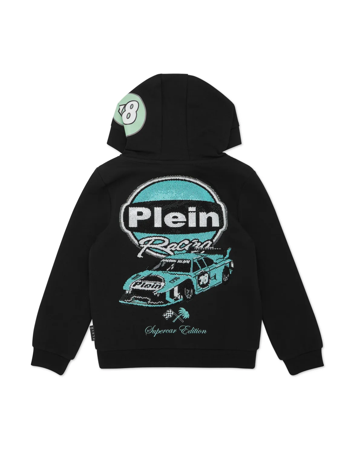 Hoodie Sweatshirt LS Strass Cars Racing, цвет: Черный