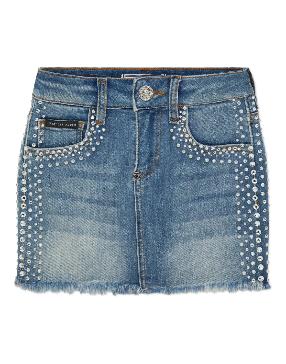 Denim Mini Skirt Rib Strass, цвет: Серый