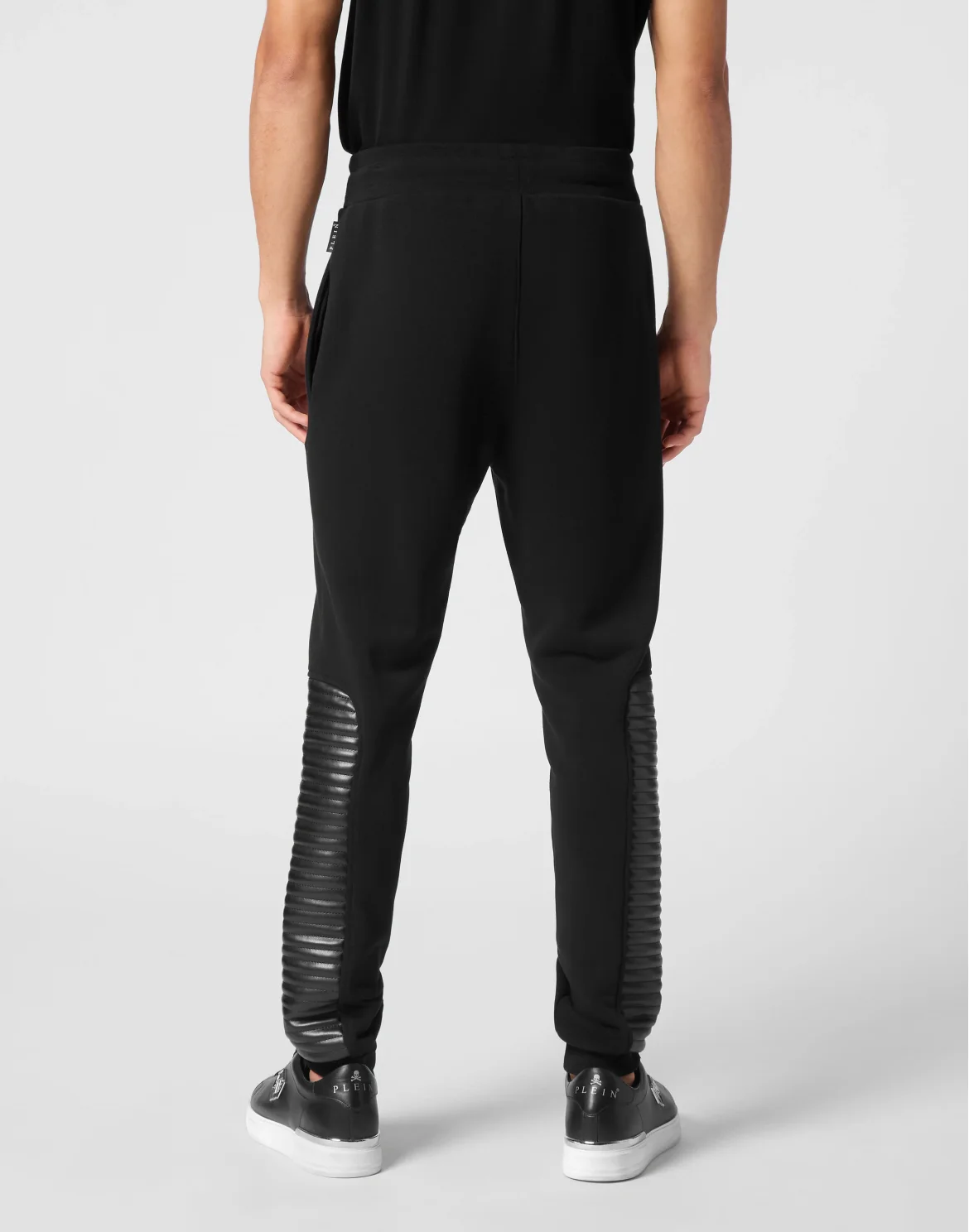 Jogging Trousers With Leather Inserts, цвет: Черный