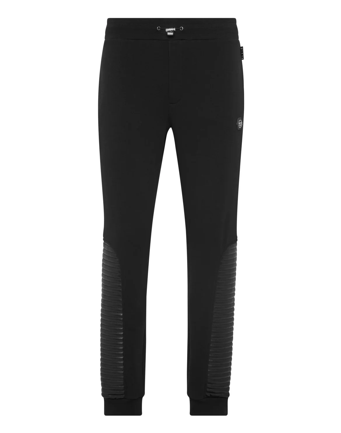 Jogging Trousers With Leather Inserts, цвет: Черный