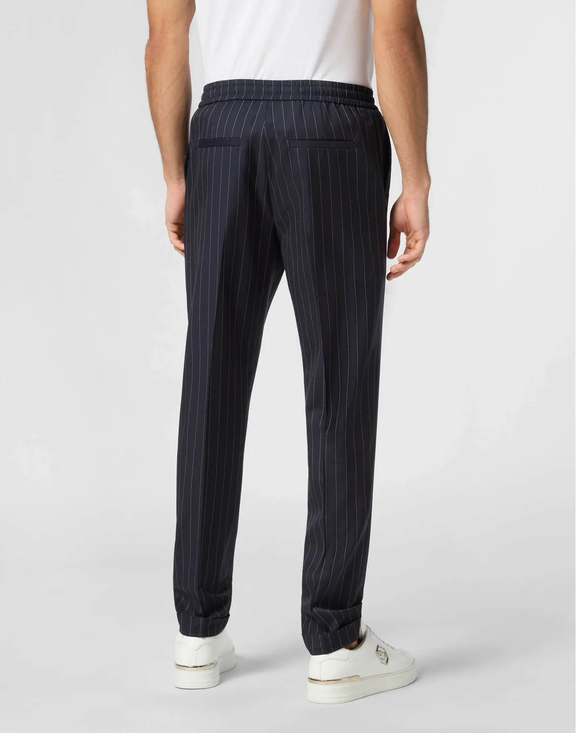 Wool Pinstripe Jogging Trousers, цвет: Синий