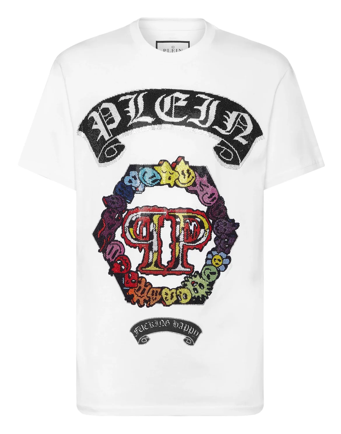 T-shirt Round Neck SS Strass Smile, цвет: Белый