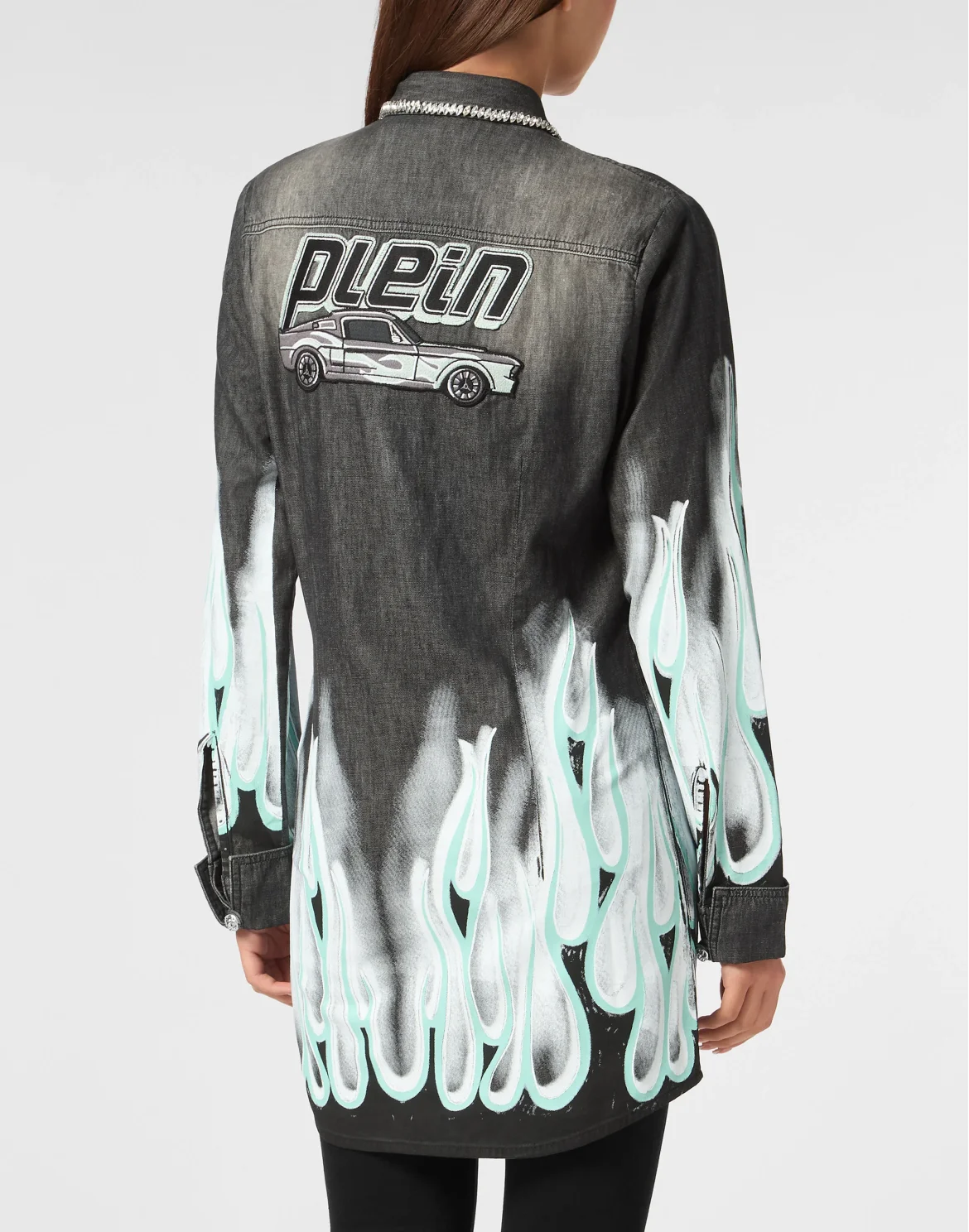 Denim Shirt LS Flame Racing, цвет: Черный