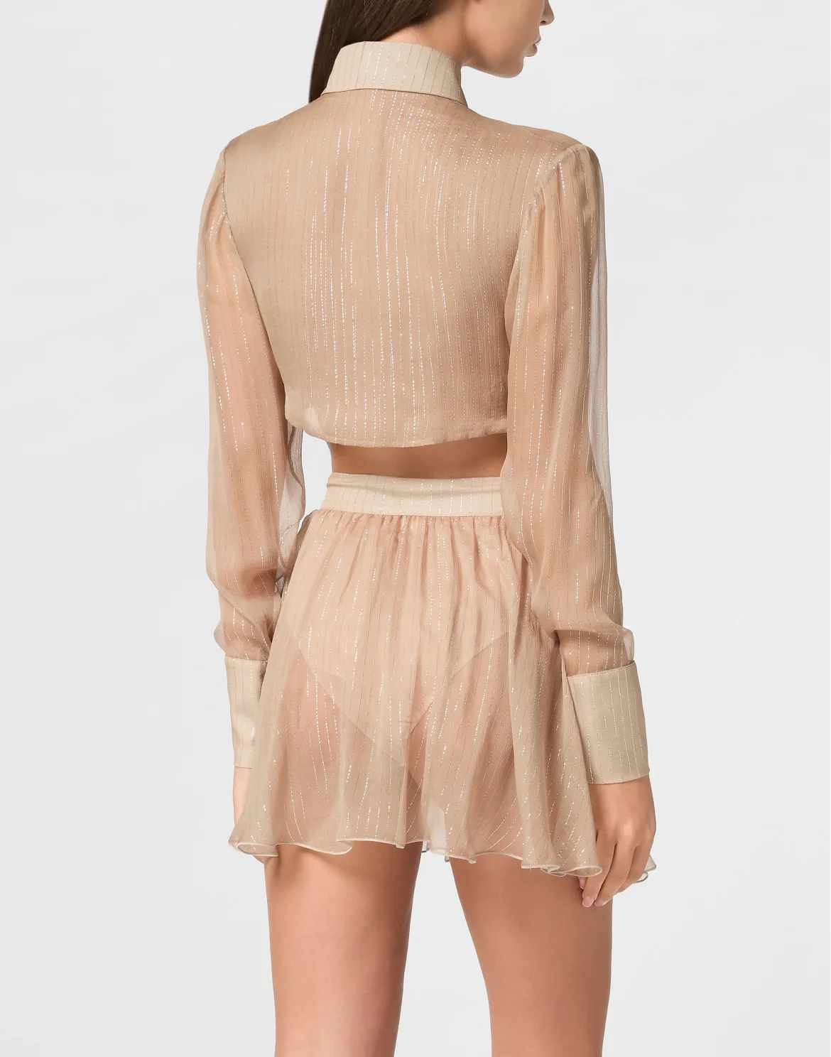 Chiffon Lurex Mini Shirt Dress LS Signature, цвет: Розовый